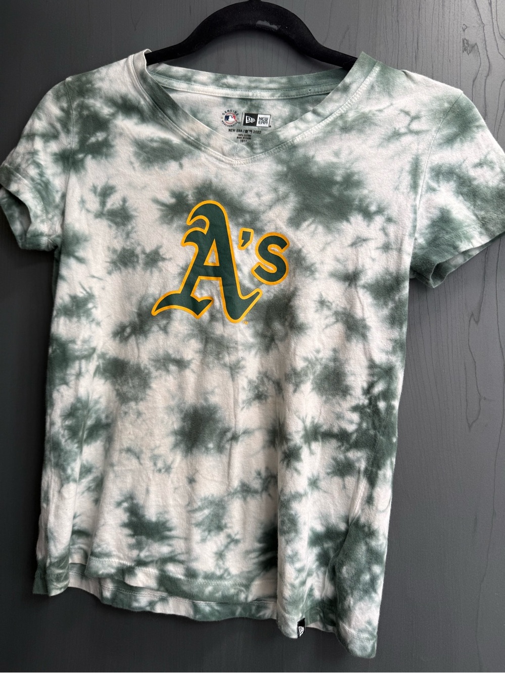 New Era A’s Crewneck Tee in Mint Green and Black Logo